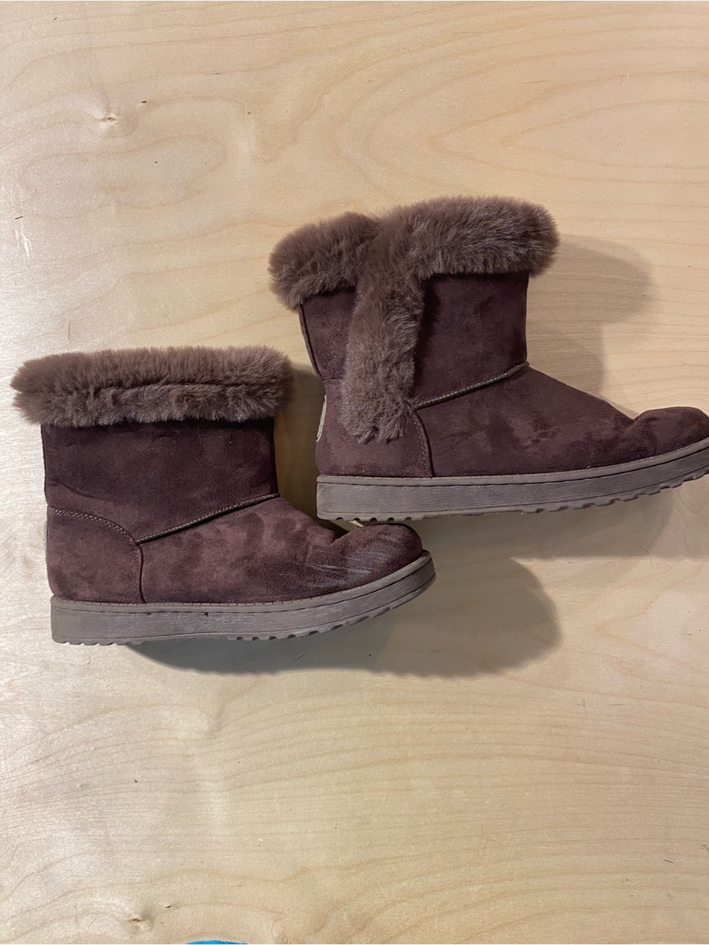 White Mountain Plush Faux-Fur Trim Suede Ankle Boots - Brown 9 M